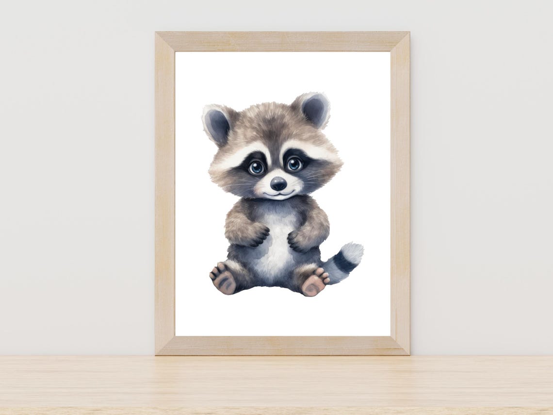 Raccoon Watercolor Painting Raccoon Wall Art Woodland Animal Painting Raccoon Watercolor Painting Wildlife Art Print Forest Animal Art