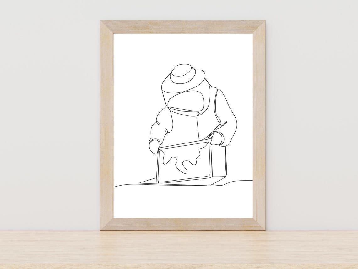 Beekeeper Line Art Honeycomb Hive Frame Minimalist Bee Keeper Poster