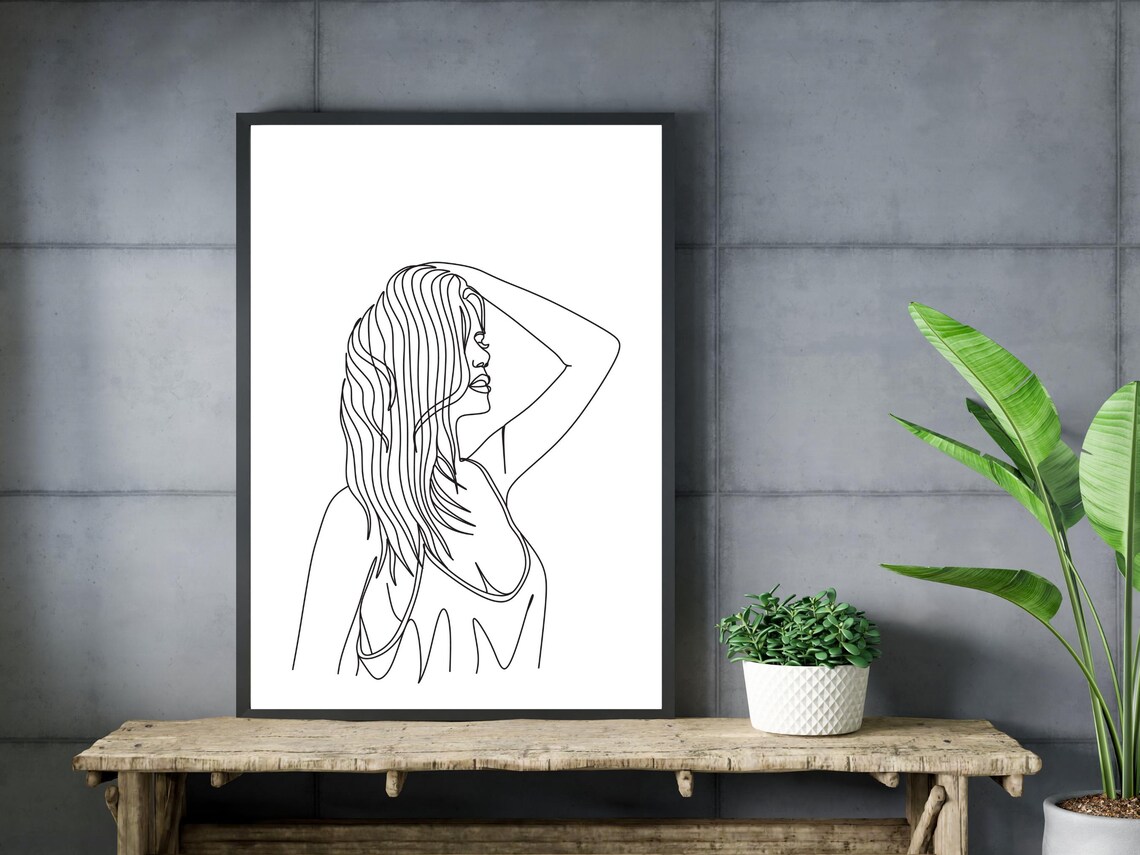 Single Line Woman Profile Portrait Elegant Black Line Art Poster - Image 3