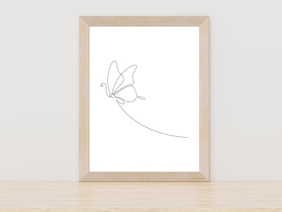Butterflies Line Art Minimalist Wall Art Print