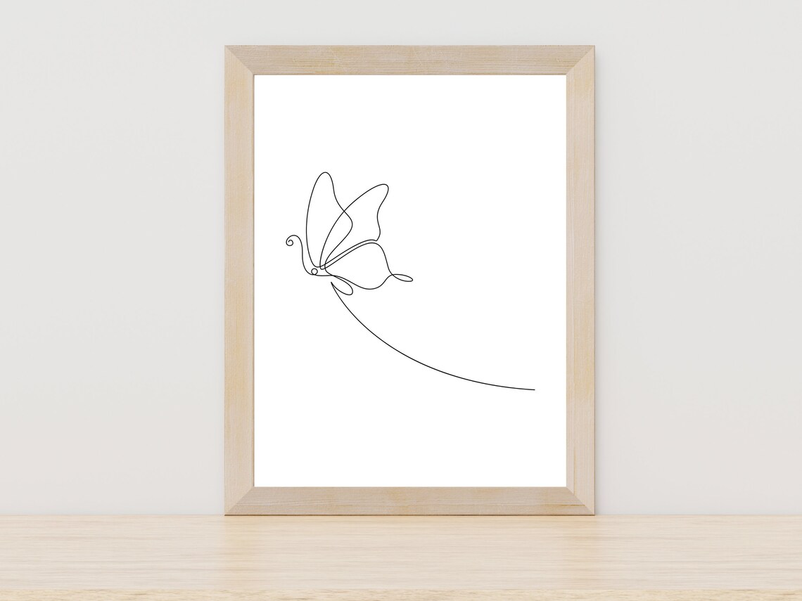 Butterflies Line Art Minimalist Wall Art Print