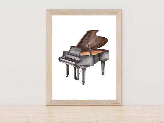 Grand Piano Watercolor Painting Musical Instrument Wall Poster