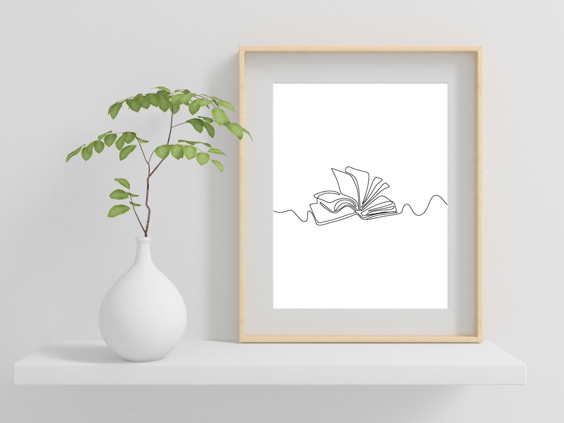 Open Book One Line Drawing Minimalist Reader Library Decor Poster - Image 2