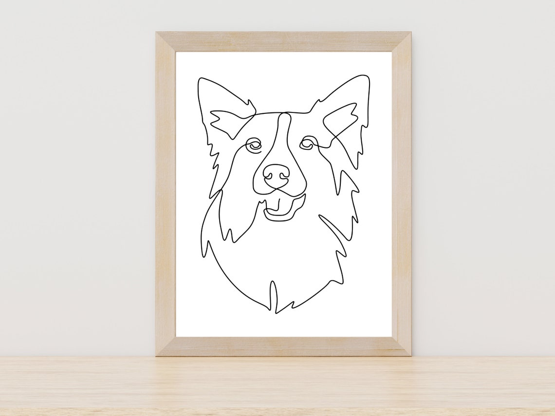 Corgi Line Art Pet Line Art Custom Dog Portrait Dog Mom Gift Christmas Gift Dog Dad Gift Pet Portrait Dog Portrait Dog Line Wall Art