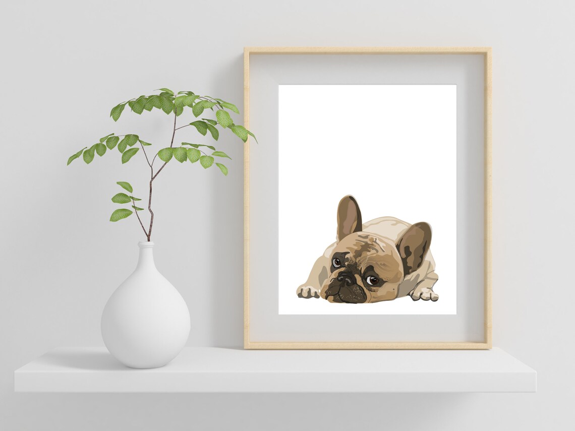 Fawn French Bulldog Puppy Portrait Cute Dog Lover Gift Wall Art - Image 2