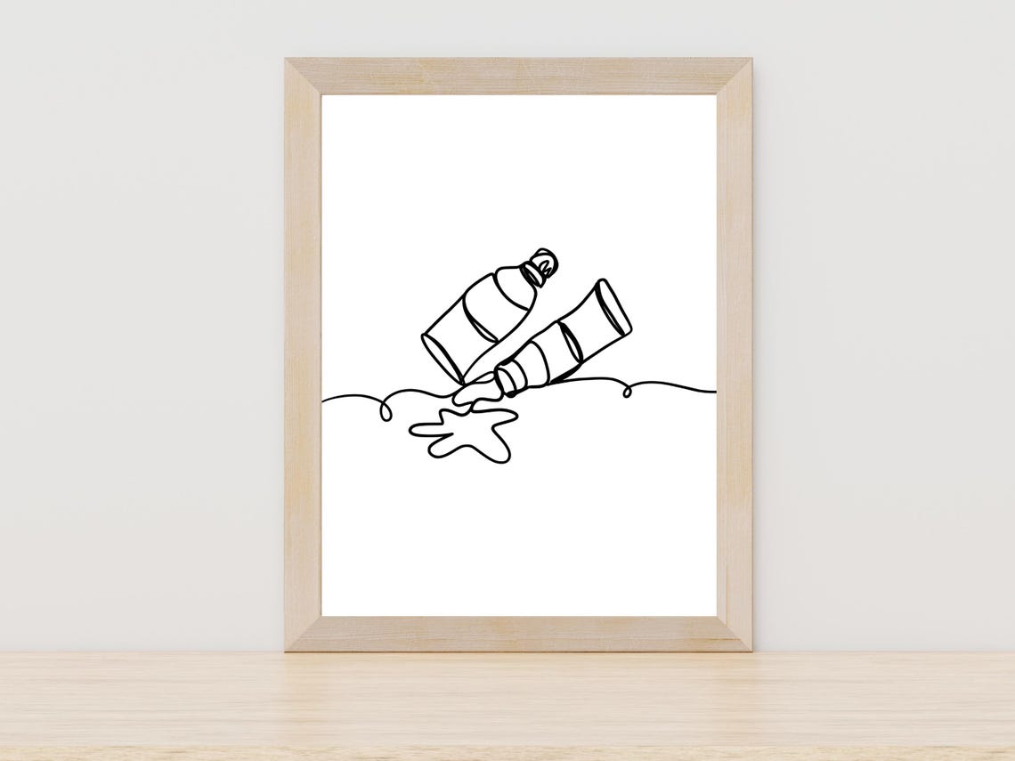 Paint Tubes Line Art Artist Studio Creative Supplies Decor Poster