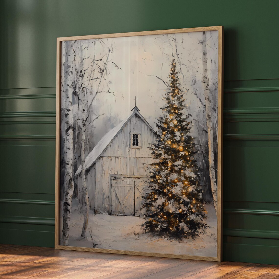 Rustic Winter Wall Art, Vintage Style Christmas Art - Image 2