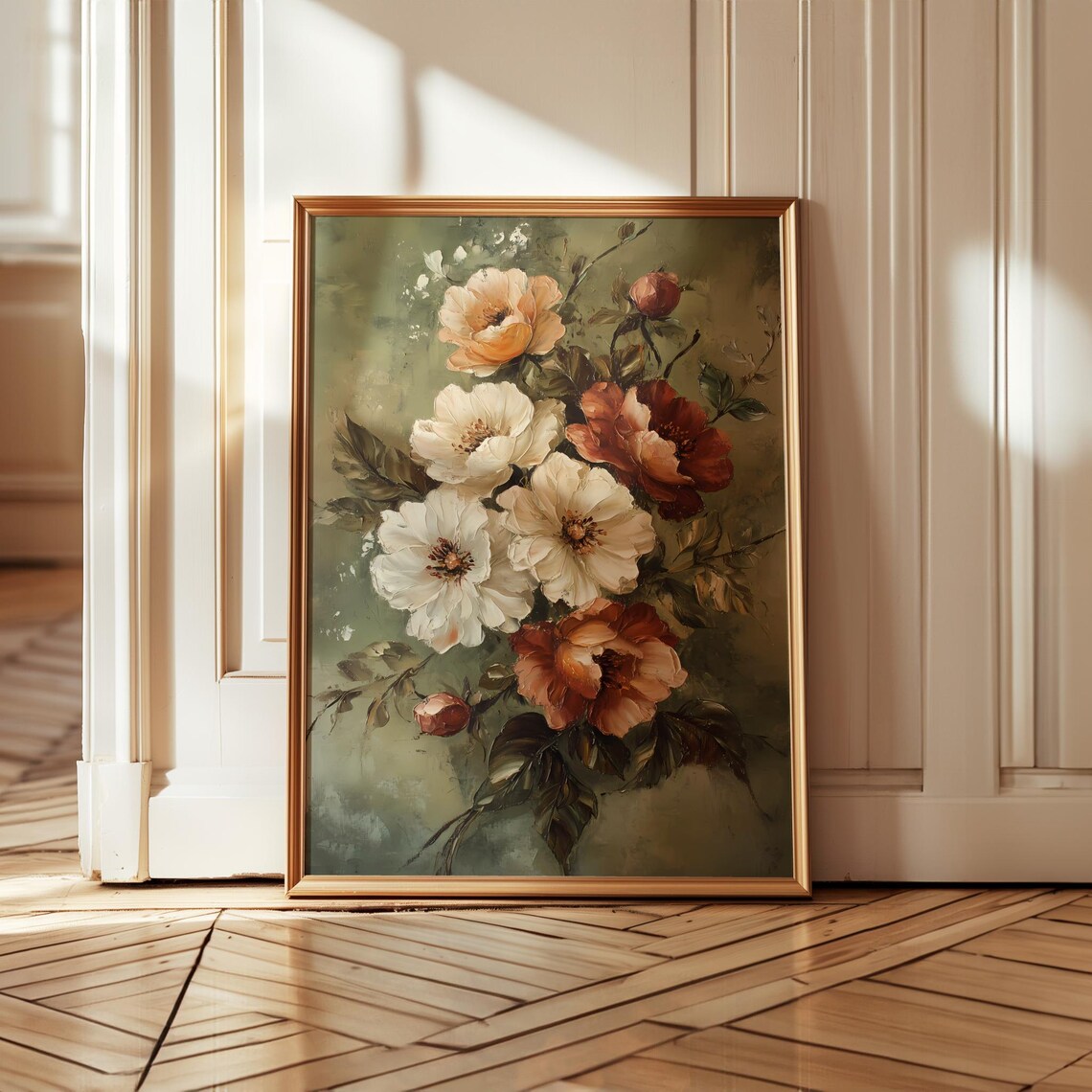 Antique Style Floral Wall Art, Vintage Flowers
