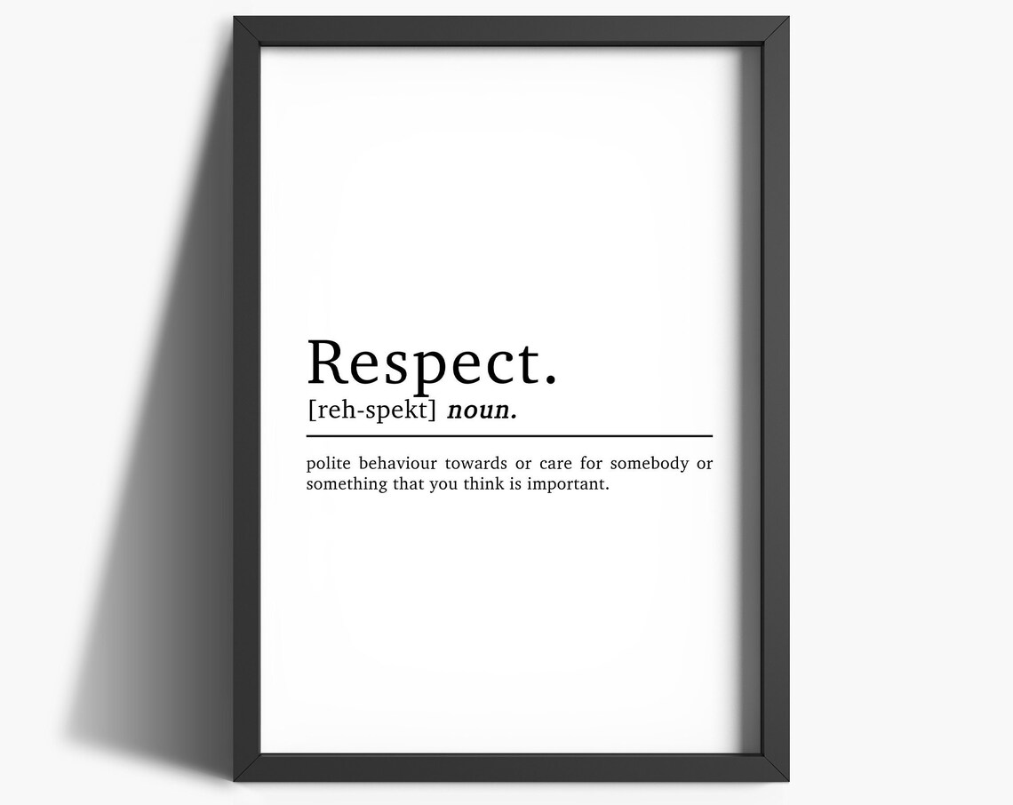 Respect Definition Quote Print, Office Wall Art