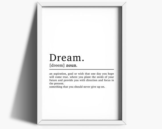 Dream Definition Home Office Typography Art Print
