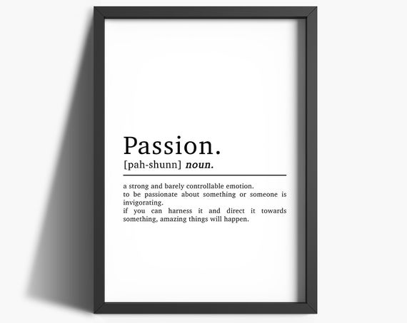 Passion Definition Office Wall Art Home Office Prints Inspirational Quote Prints Home Dcor Motivational Print Home Office Decor