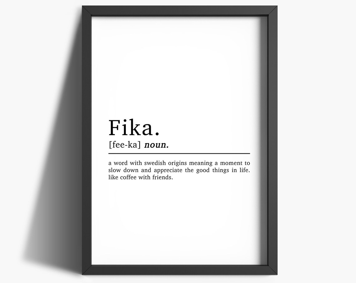 Fika Swedish Definition Poster Print, Scandinavian