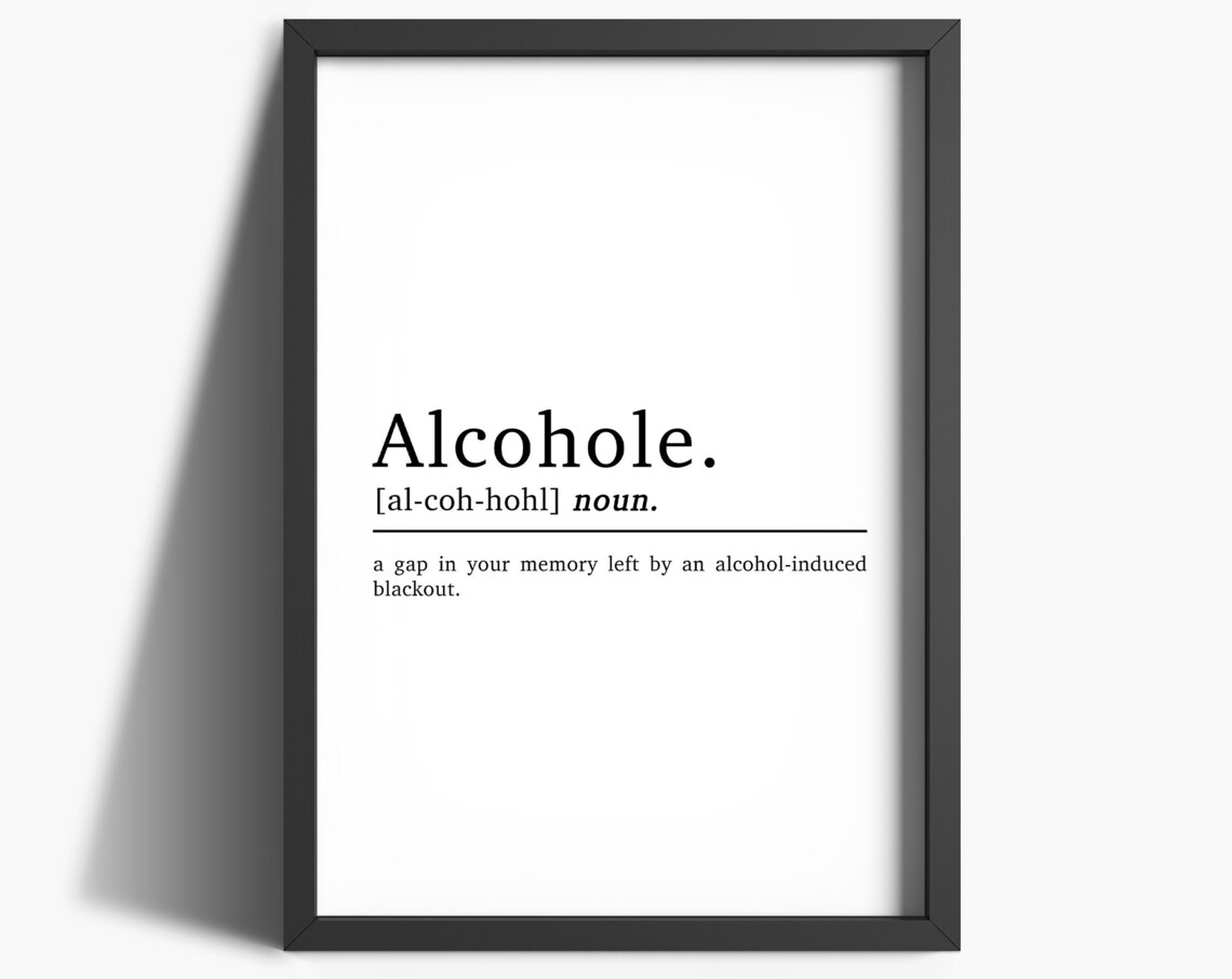 Alcohol Definition Bar Poster, Man Cave Decor