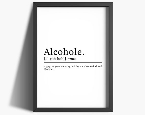 Alcohol Definition Bar Poster, Man Cave Decor