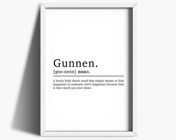 Gunnen Definition Print, Dutch Quote Poster Print