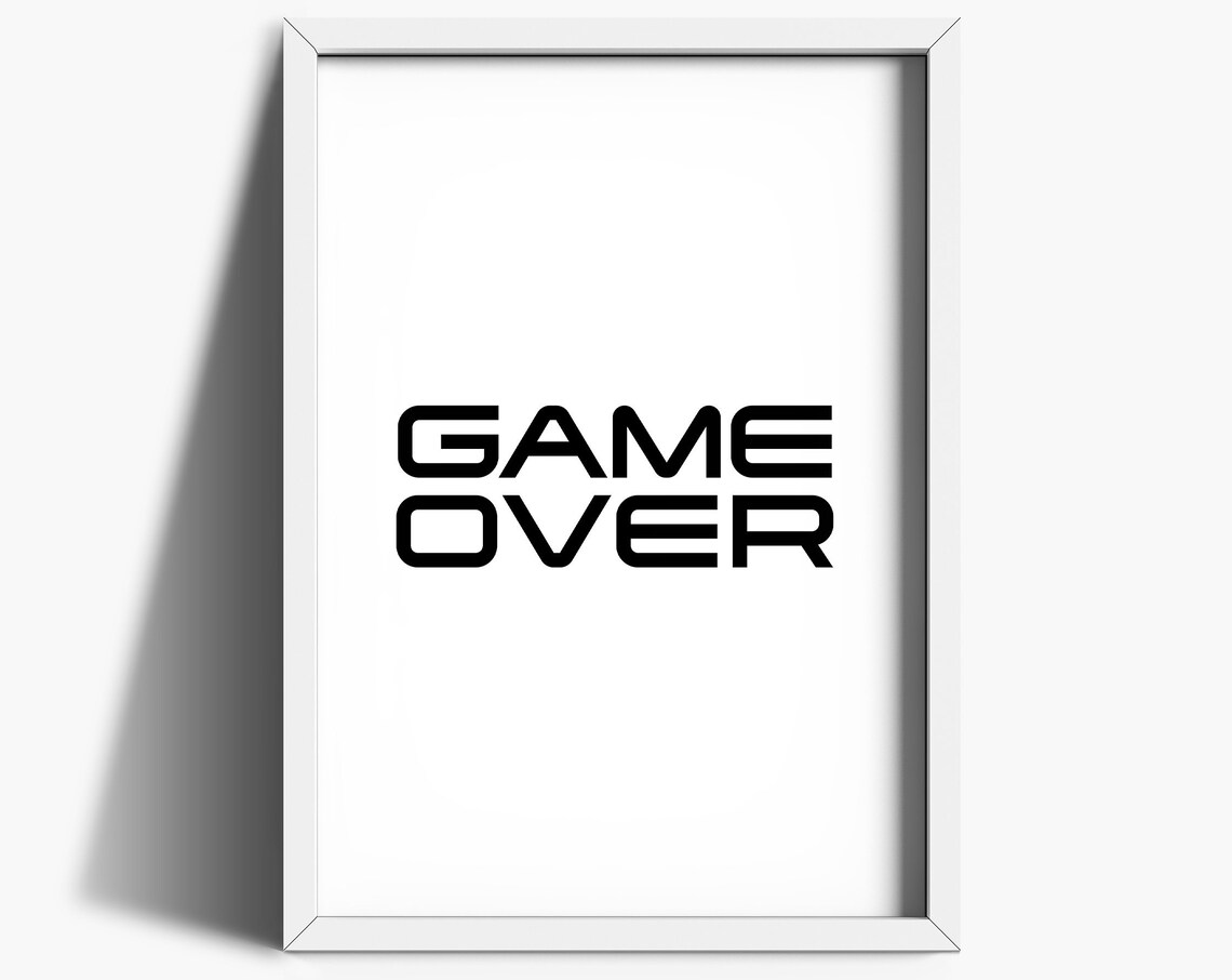 Game Over Gamer Wall Art Print, Boys Room Decor