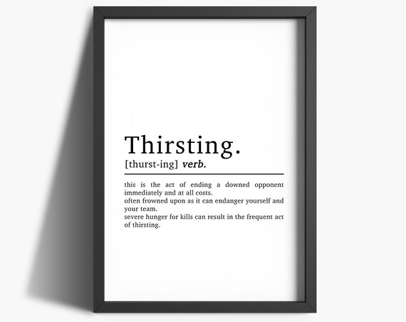 Thirsting Gamer Slang Dictionary Definition Funny Gaming Room Poster