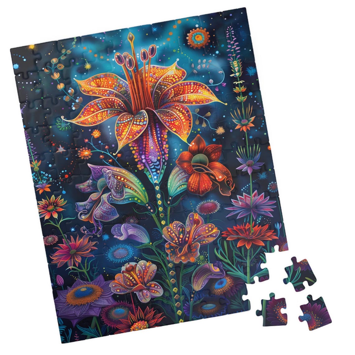 Tropical Dream Fantasy Flower Glowing Lily Midnight Garden Poster