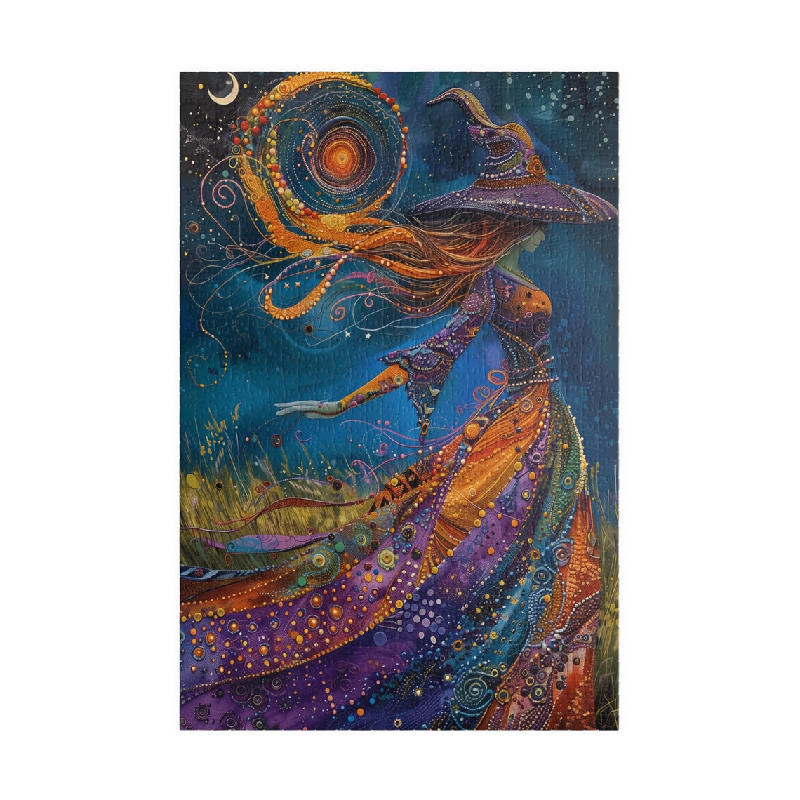 Celestial Witch Woman Conjuring Galaxy Starry Night Art Poster - Image 4