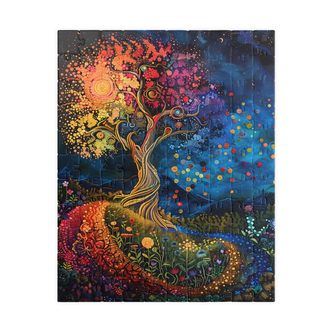 Colorful Tree of Life Starry Night Rainbow Path Nature Art Poster - Image 2