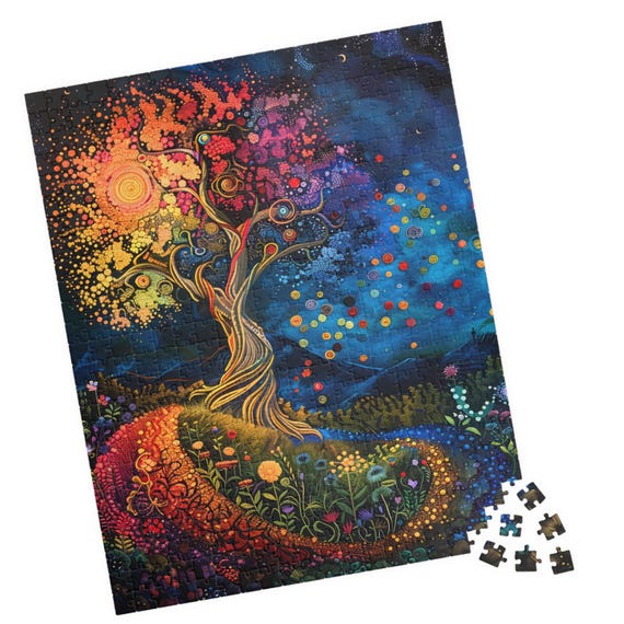Colorful Ying Yang Tree Puzzle Fantasy Art Jigsaw Tech Free Fun Activity Great Gift For Birthdays Paitents And Nursing Homes