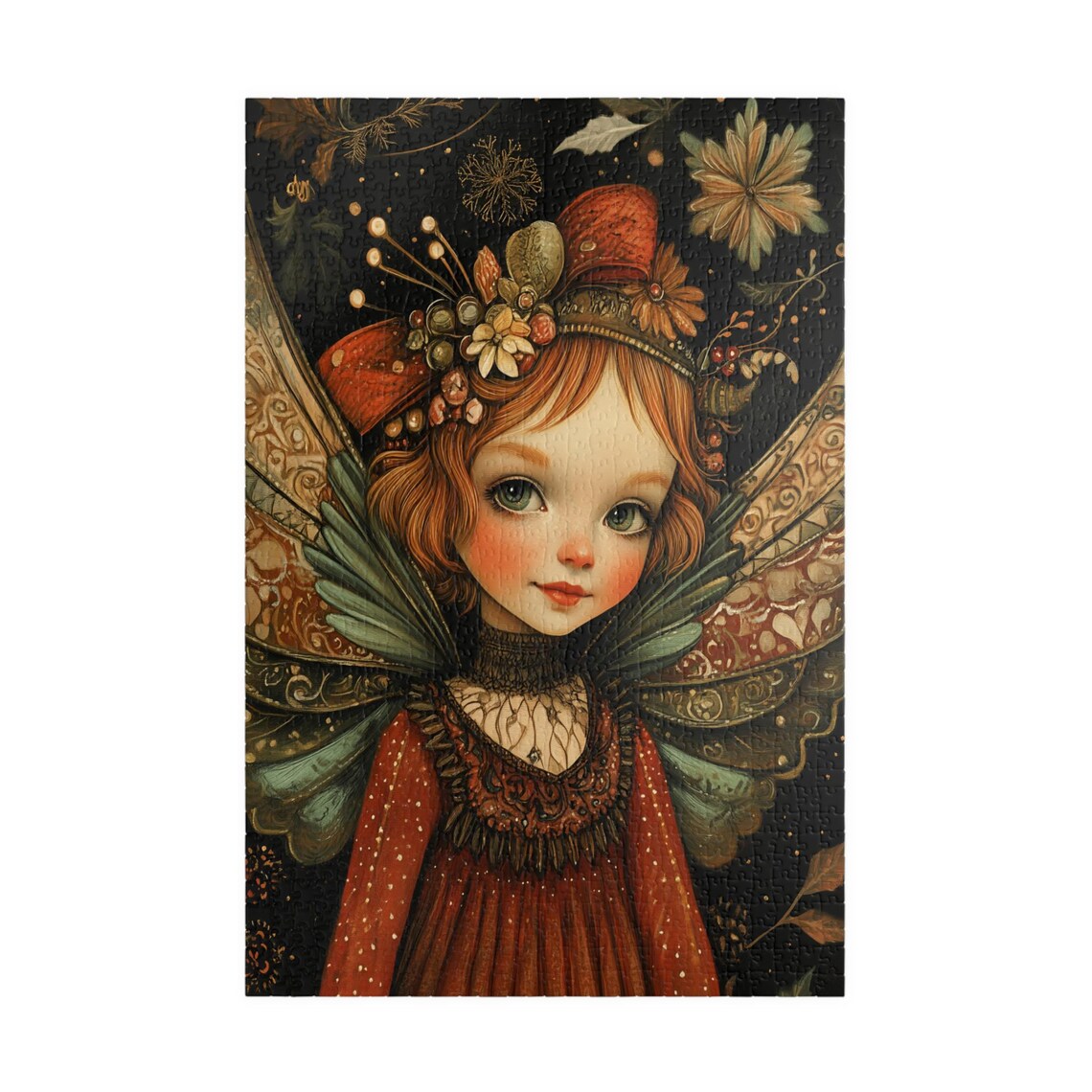 Red Hair Fairy Girl Butterfly Wings Starry Night Dark Art Poster - Image 3