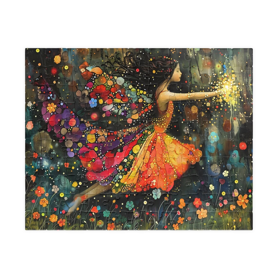 Dancing Fairy Girl in a Blooming Flower Dress Sparkling Garden Poster - Image 3