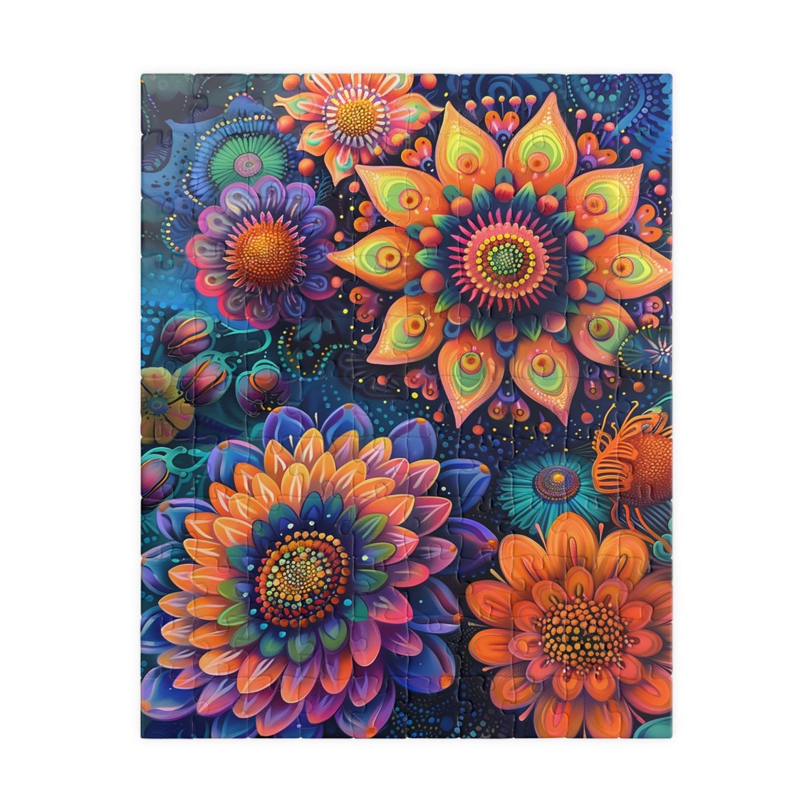 Tropical Dream Fantasy Flowers V Psychedelic Bouquet Night Poster - Image 2