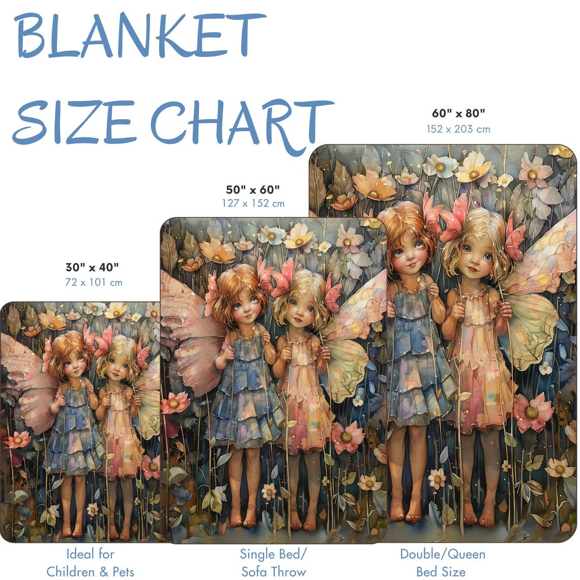 Two Little Pastel Fairies Holding Hands in a Flower Field Poster - Image 4