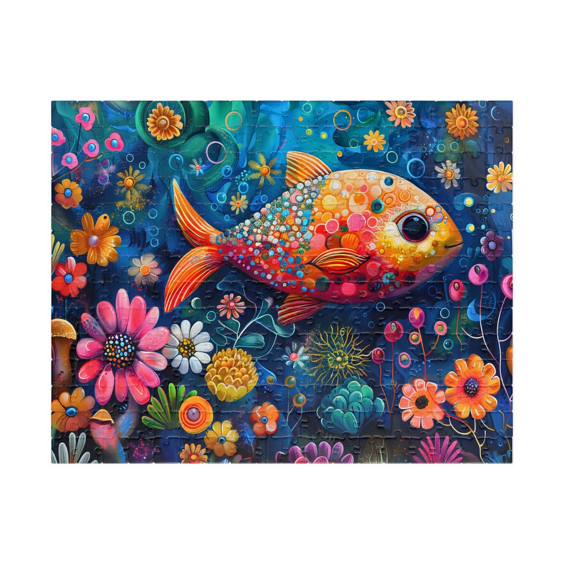 Whimsical Fish Underwater Flower Garden Colorful Fantasy Poster - Image 3