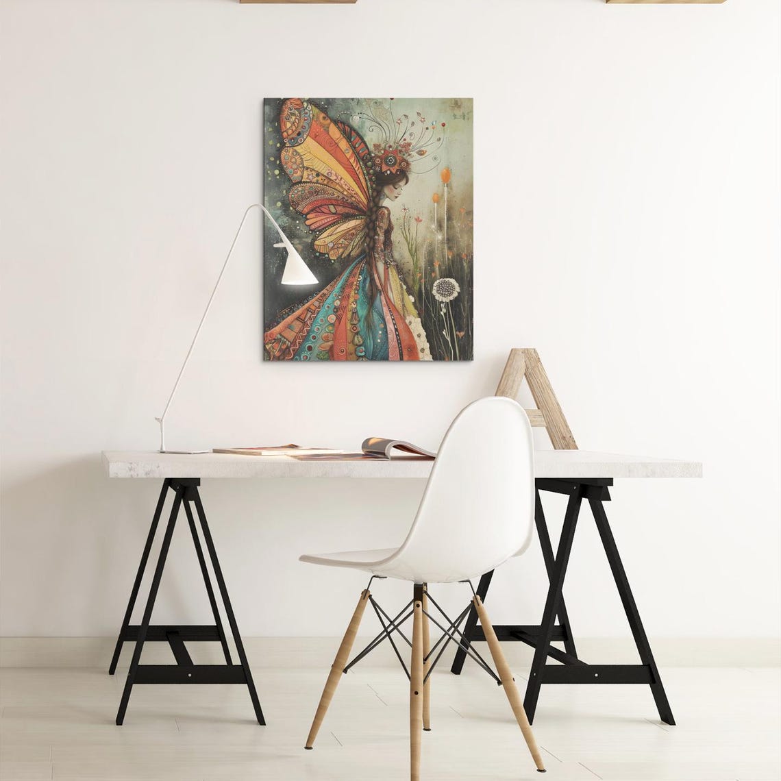 Graceful Fairy With Bright Orange Butterfly Wings at Dawn Poster - Image 2