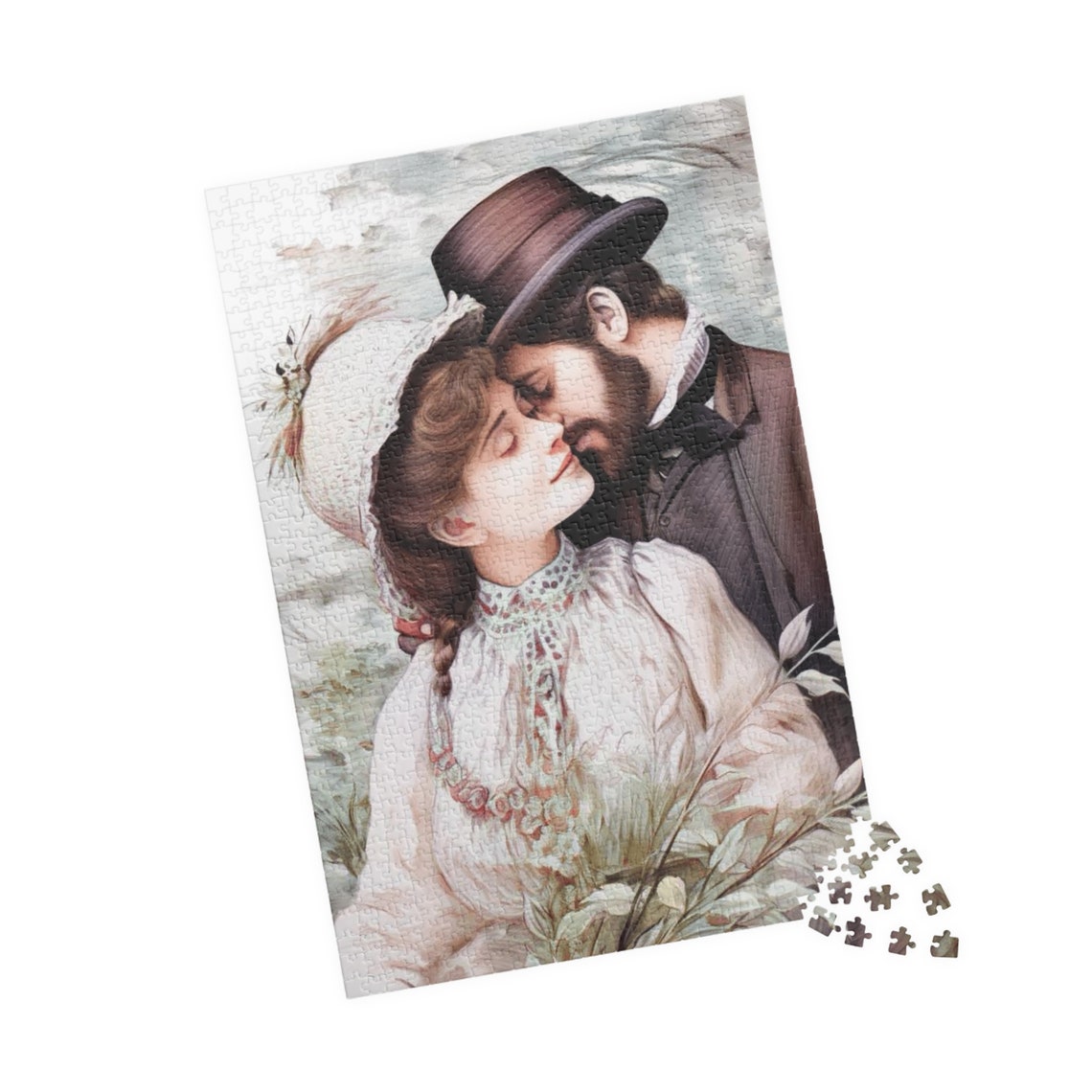 Victorian Gentleman Kissing His Beloved Forehead Tenderly Poster - Image 4