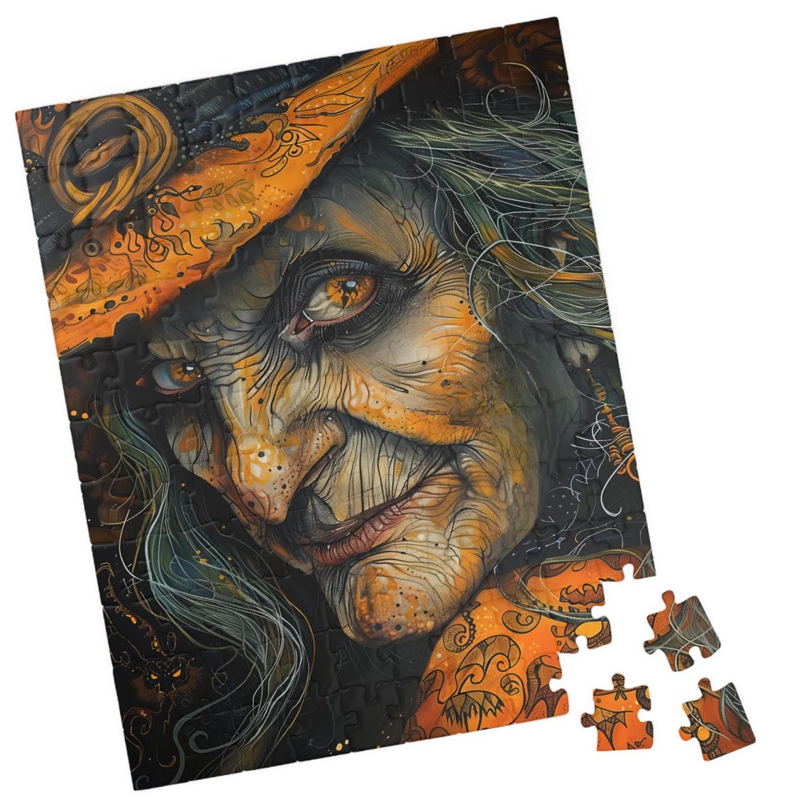 Fierce Sketch Style Witch In Fiery Orange And Black Art Poster