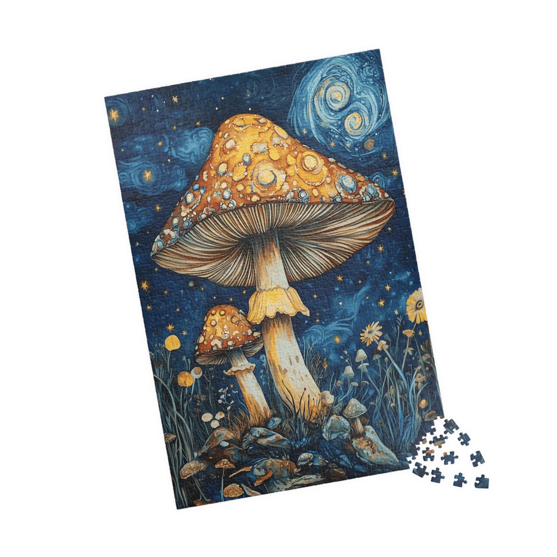 Magical Giant Mushrooms Under a Swirling Starry Night Poster - Image 5