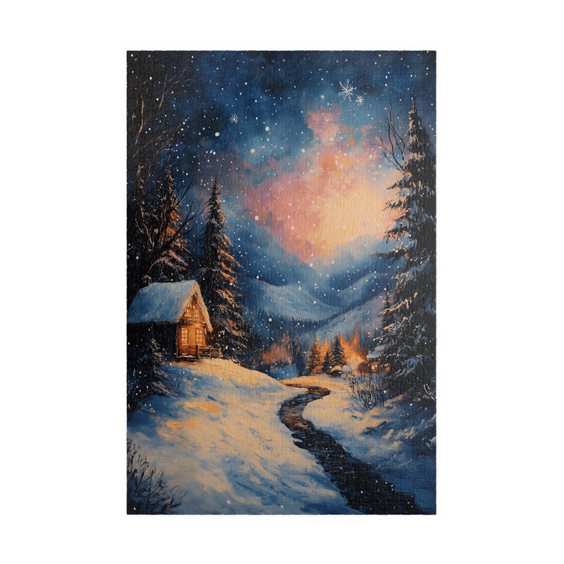 Snowy Cabin At Twilight Jigsaw Puzzle Gift - Image 3