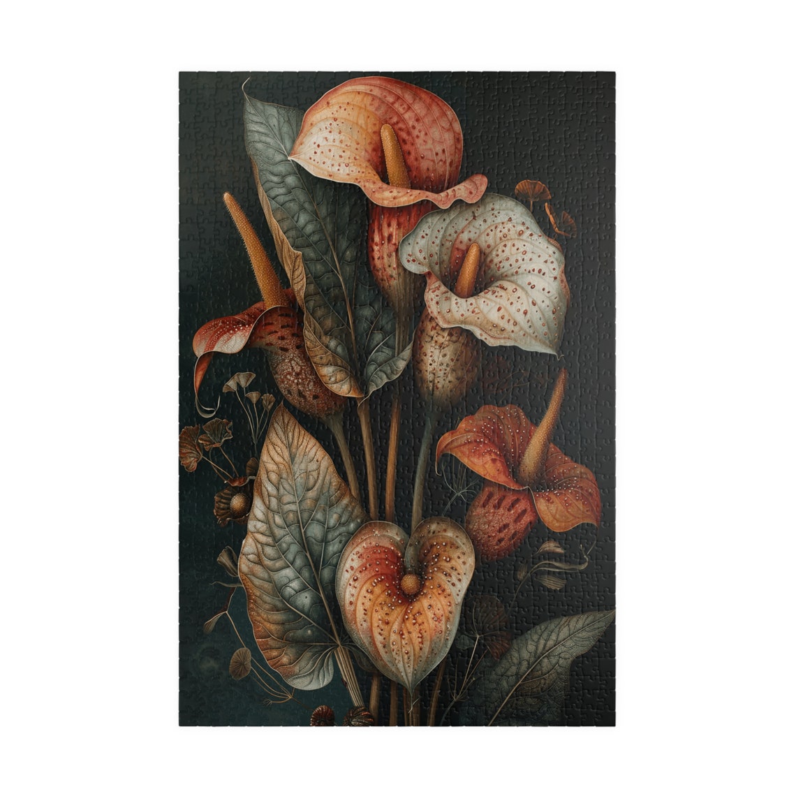 Moody Dark Botanical Painting of Exotic Tropical Blooms Poster - Image 4