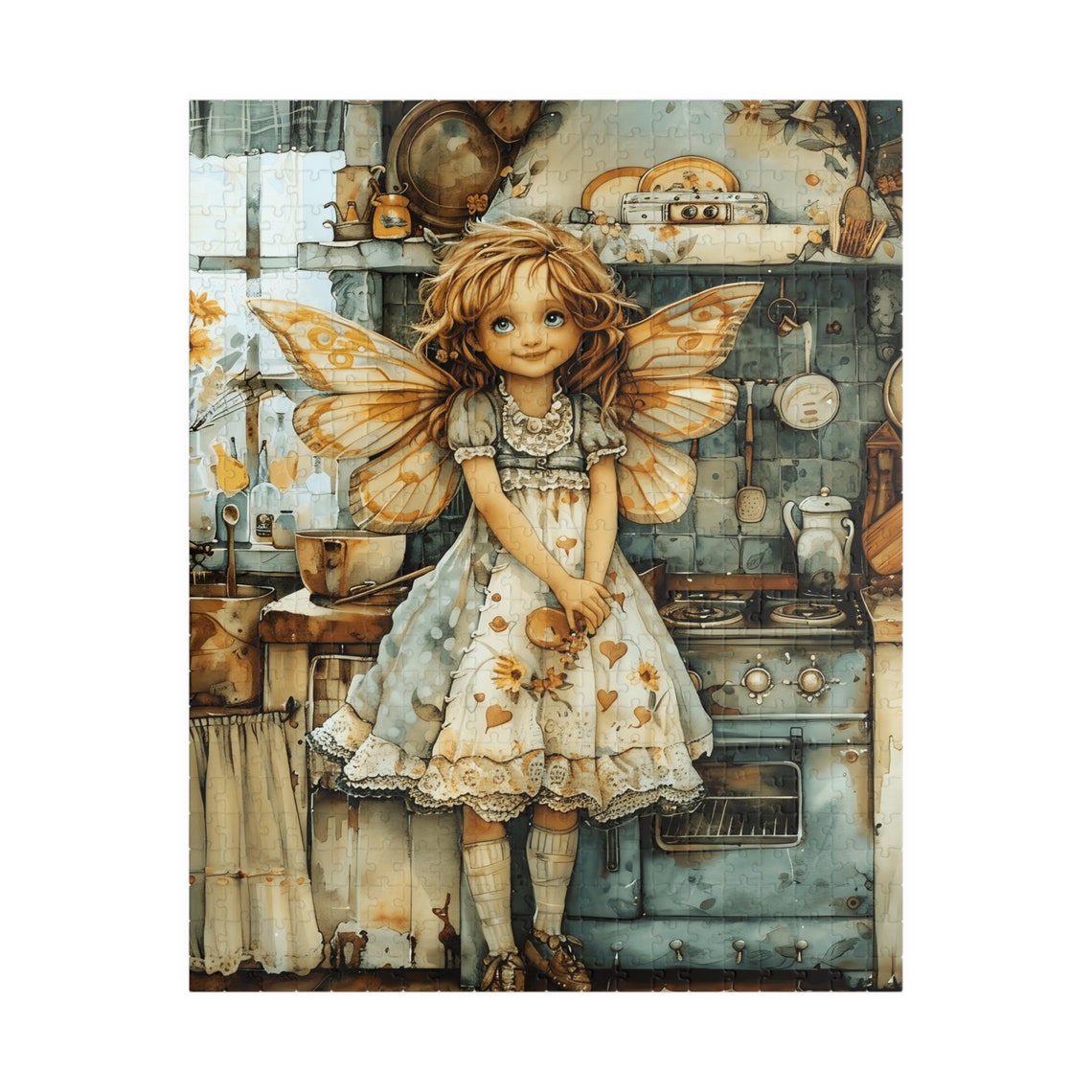 Kitchen Fairy Girl in a Cozy Vintage Kitchen With Copper Pots Poster - Image 5