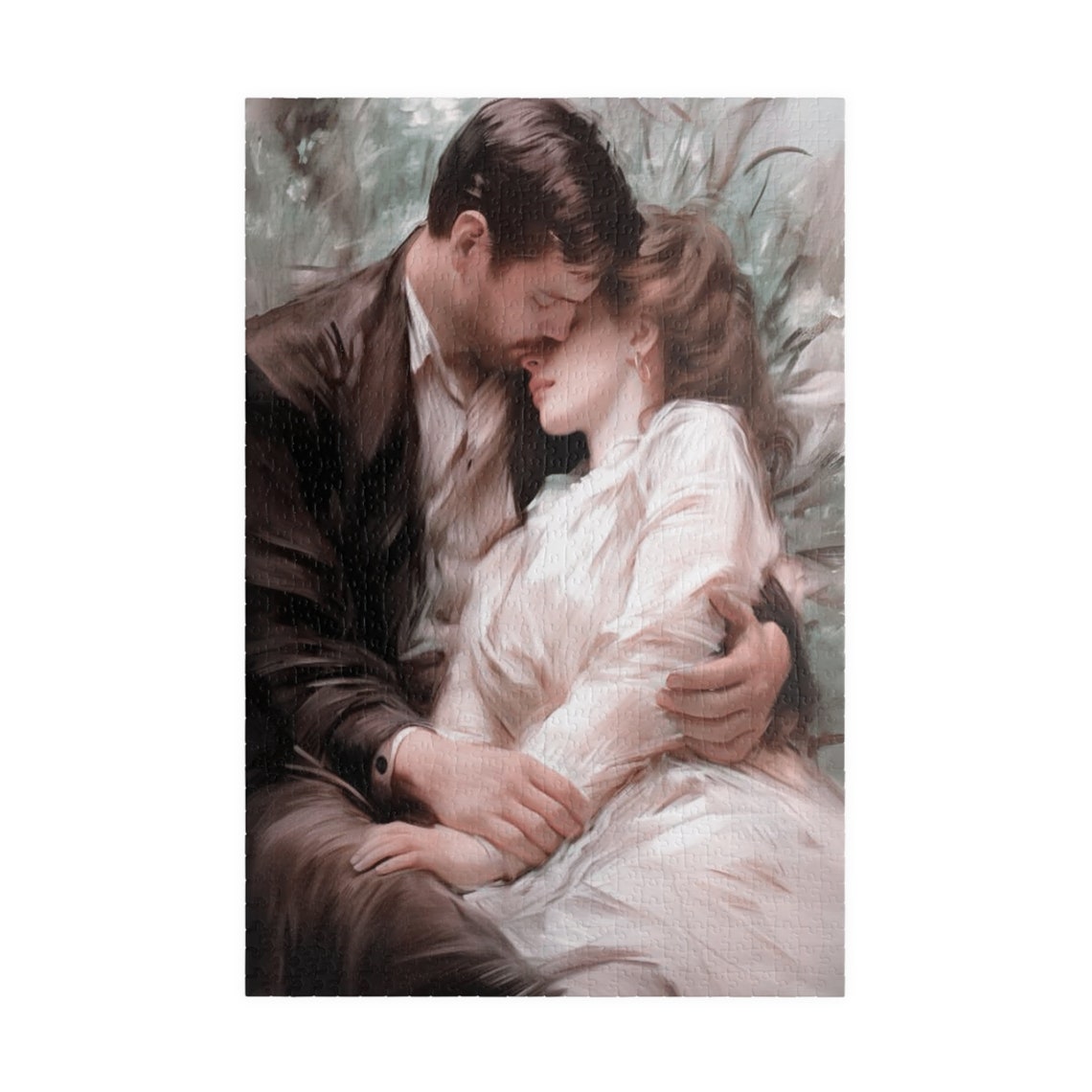 Romantic Victorian Couple Embracing Impressionist Style Art Print - Image 3