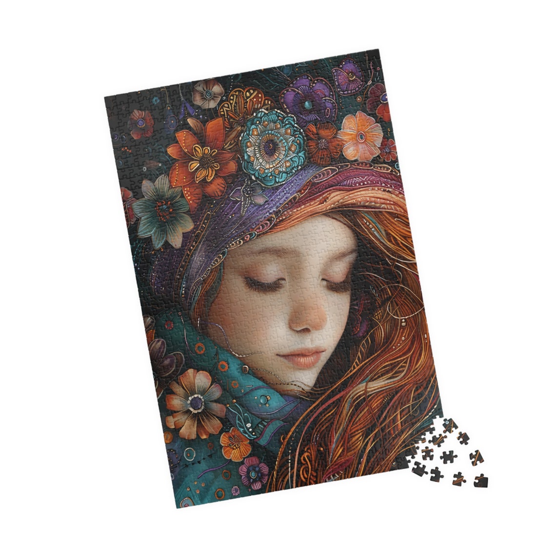Girl with Flower Crown Whimsical Floral Portrait Dreamy Lady Poster - Image 4