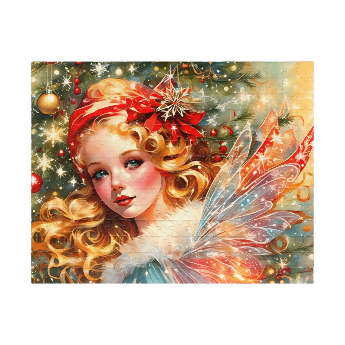 Classic Holiday Fairy with Golden Curls and Sparkling Wings Poster - Image 3
