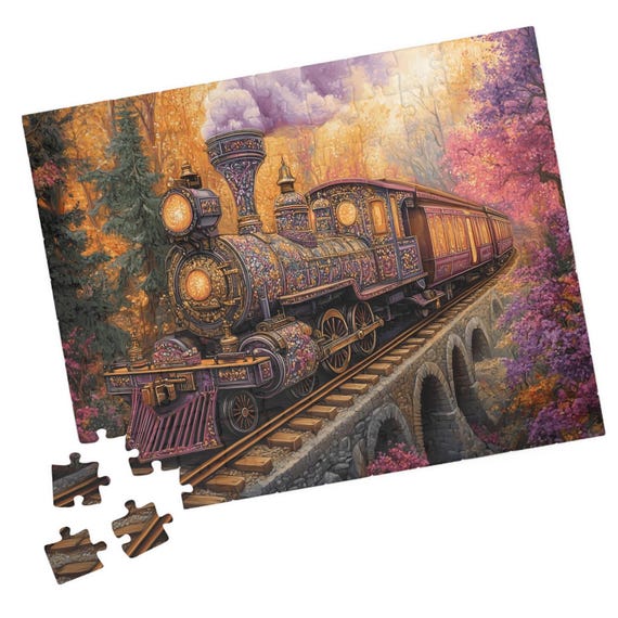 Fantasy Train Traveling Through The Fall Countryside Jigsaw Puzzle Gift For Holidays Birthdays Get Well And Nursing Homes Tech Free