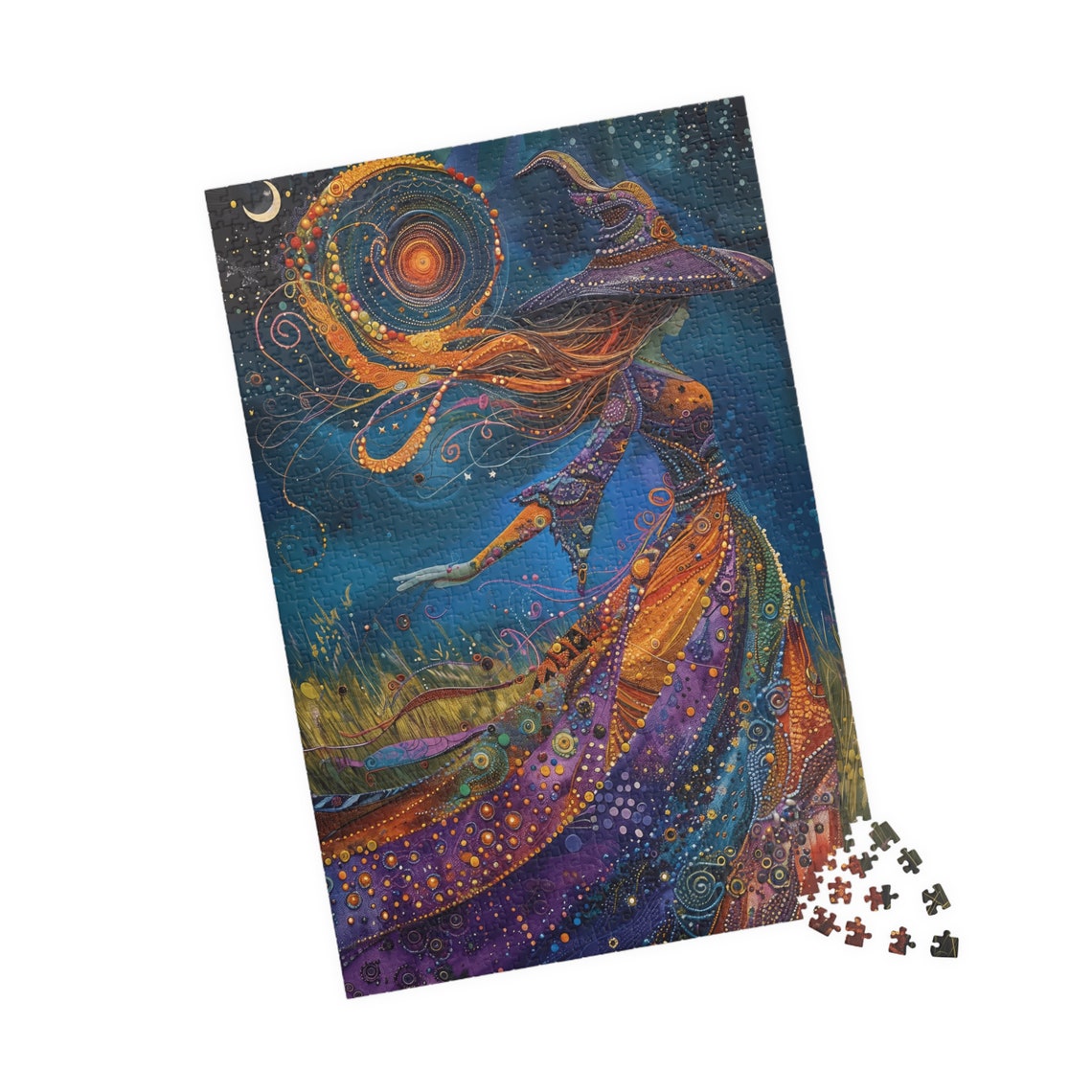 Celestial Witch Woman Conjuring Galaxy Starry Night Art Poster - Image 5