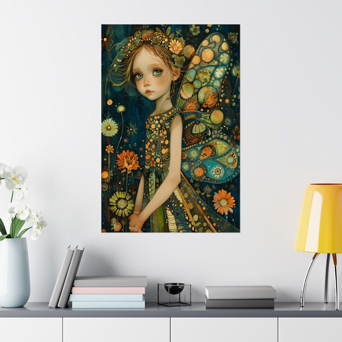 Sweet Little Evening Fairy Art Print Watercolor Faerie Wall Art Fantasy Decor For Bedroom Office Living Laundry Room Or Nursery