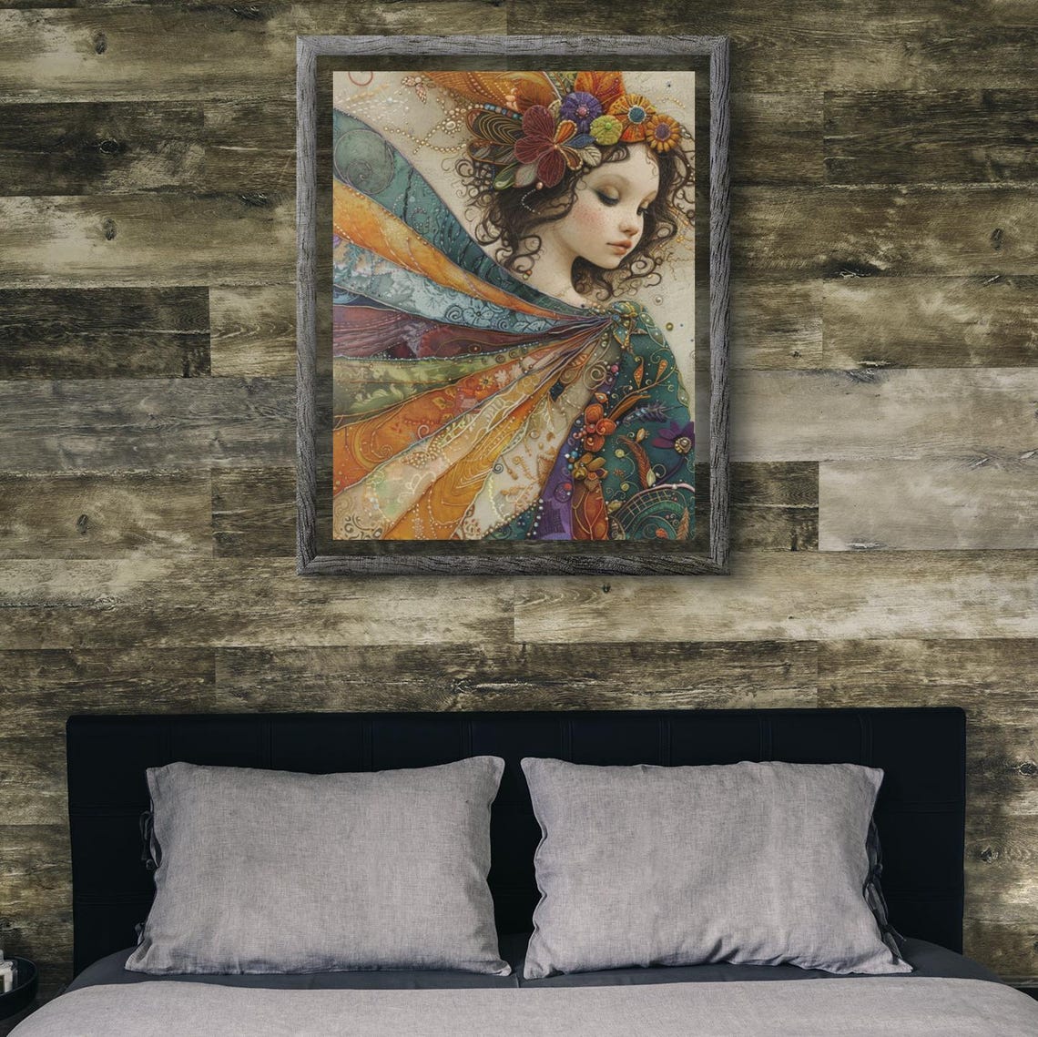 Portrait Of Girl In A Patchwork Wrap Art Printposter Classic Art Nouveau Themed Decor For Bedroom Office Laundry Livingfamily Room - Image 2