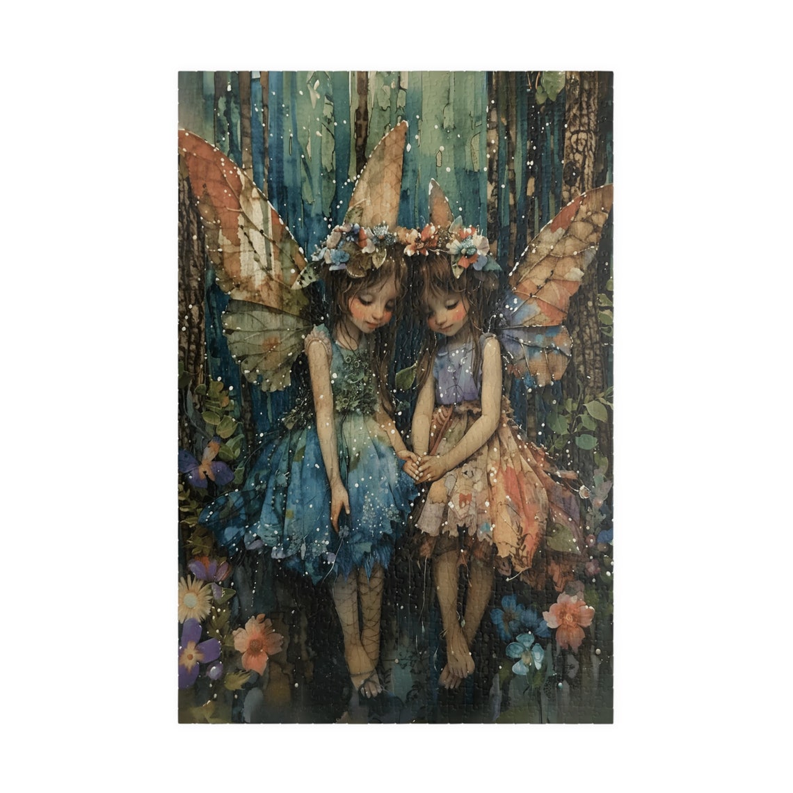 Two Watercolor Fairies Forest Sisters Fantasy Whimsical Poster - Image 3