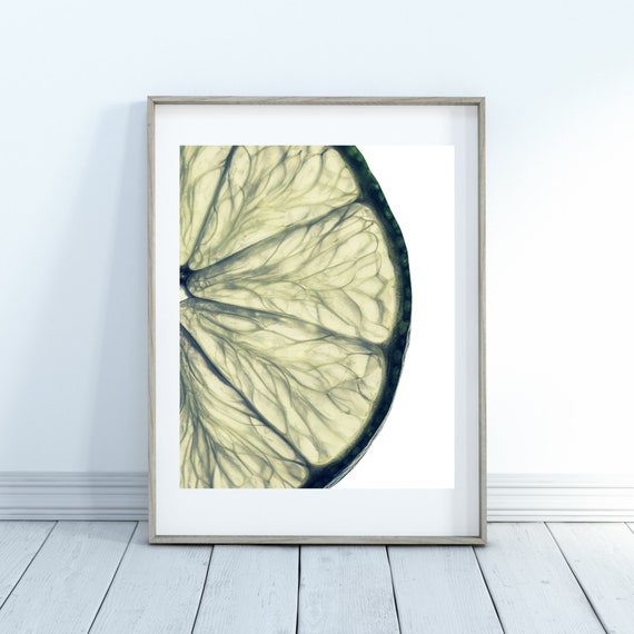 Lime Lime Slice Print Wall Art Home Decor Kitchen Wall Art Green Citrus Fruit Print Fruit Print