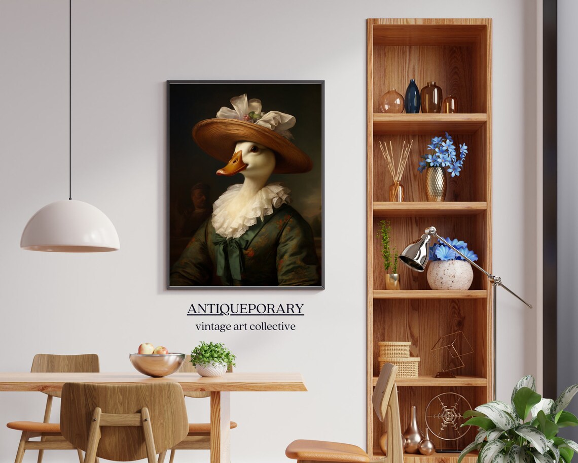 Victorian Animals Portrait Royal Female Duck Vintage Print Renaissance Animal Dark Moody Animal Poster Altered Art Animal Lover Gift - Image 4