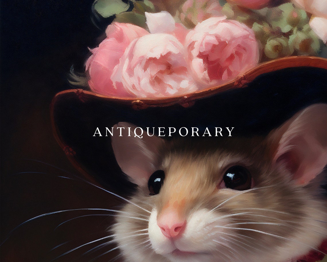 Royal Lady Mouse Portrait Pink Dress Rose Hat Victorian Poster - Image 3