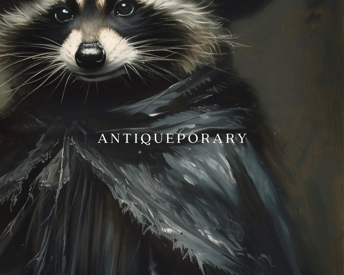 Raccoon Witch Vintage Portrait with Pointy Hat and Cloak Poster - Image 2