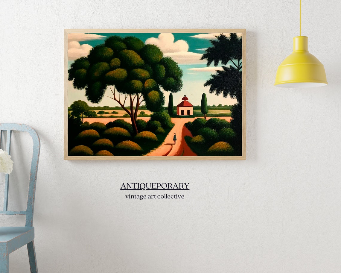 Vintage Landscape Painting Vintage Spring Wall Art Moody Rustic Cottagecore Farmhouse Decor Antique Oil Painting Antique Oil Painting - Image 4